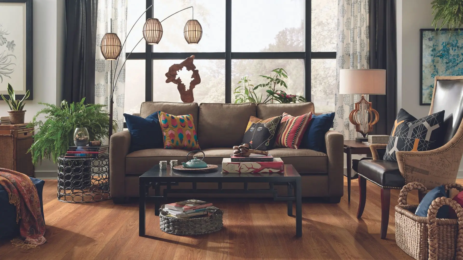 Luxury vinyl plank flooring in a living room.